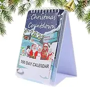 Gihioue Calendar Christmas Advent Decor | 2025 Christmas Calendar Desktop Advent | Decorative Wall Art Table Centerpieces 100 Days Tear off Home Decor for Shelf Living Room Bedroom