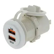 Hulk 4x4 Dual USB White Socket Port 1 2.4A Port 2: Qc3.0 Non LED - HU6630-1