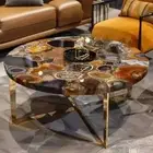 Elegant Agate Stone Side Coffee Table Top Modern Gemstone Living Room Decors