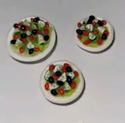 Dollhouse Salad Set Serving Bowl Eating Green Cucumbers Croutons