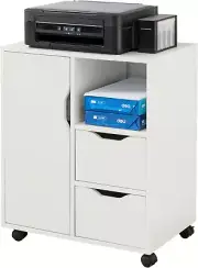 Sobuy Home Office File Cabinet Printer Stand, Storage Cabinet on Wheels Offic...