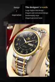 OLEVS Luxury Luminous Stainless Steel Quartz Watch for Men Shockproof Waterproof