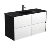 Fienza Dolce Amato 1200 Wall Hung Vanity Satin Black Panels TCLB120BWB