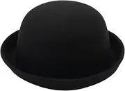 [KUYYFDS] Felt Bowler Hat Roll up Brim Top Hat Classic Dome Black Hat Solid Mens Fedora Hats for Mens Women