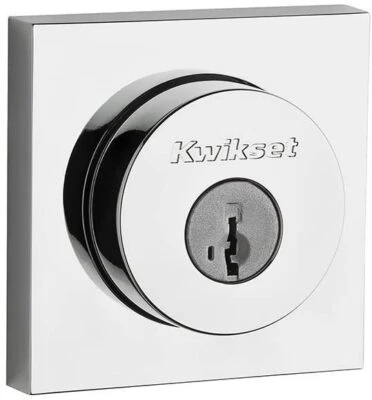 Kwikset 158-SQT-26-SMT 91580-002 Halifax Slim Single Cylinder Deadbolt Chrome