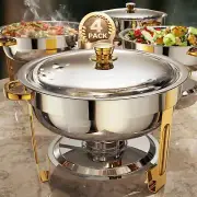 Chafing Dishes for Buffet 4 Pack, 5QT [Worry-Free Assemble] Round Chafing Dis...