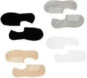 [pants & sox] No Show 4 Pairs Non Slip Heel Socks 2-8 Mixed