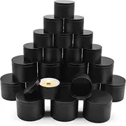 YJHSS Candle Tins, 24-Pack 8oz + 16oz Candle Jars for Making Candles Bulk Empty Candle Containers, Candle Tins with Lids for Candle Making Jars, Candles Vessels - Black