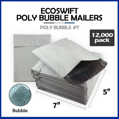 12000 #T 5x6 "EcoSwift" Brand Poly Bubble Mailers Padded Envelopes FULL PALLET