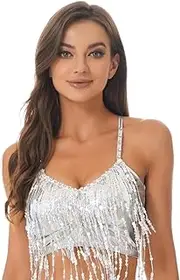 [GRRKDFQ] Women'S Erotic Apparel Sequin Top Rhinestone Sleeveless Vest Camisole