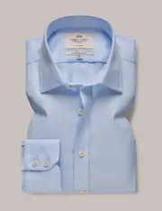 Hawes & Curtis Non-Iron Blue Semi Plain Slim Shirt Size: 18" collar, 38" sleeve
