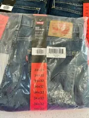Levis 505 Regular Fit Straight Leg Mens 34X32 Dark Wash Red Tab Jeans FREE SHIP