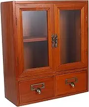 HEALEEP Retro Wooden Wall Cabinet with Double Doors Stylish Storage for Living Room Bedroom Bathroom Practical Display Cabinet with Ample Space for Organizing Items