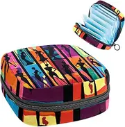 Period Bag,Sanitary Napkin Storage Bag,African Woman Colored Geometric,Tampon Holder for Purse
