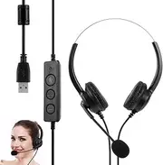 USB Headset with Microphone Noise Canceling Stereo PC Headset for Laptop Computer, Multi-Use USB Headsets Earphone for Call Center, Office Business