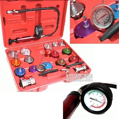 21pcs Compression Cooling System Pressure Vacuum Tester Purge Radiator Cap Kit