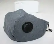 FACE MASK REUSABLE COTTON CLOTH FABRIC W/ 2 PM2.5 PERFECT FIT ADJUSTABLE GREY