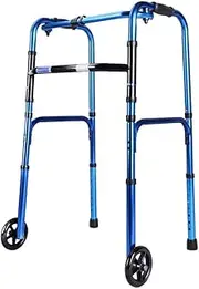 Walker, Folding Walker with 2 Wheels for Seniors | Adult Walking Frame Lightweight | Mobility Aid for Handicap Adjustable Height (Short, Standard, Tall People) Little Surprise