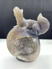 1PC Natural Agate Geode Quartz Carved Squirrel Skull Crystal Reiki Gem decor