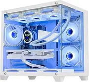 HOENGAGER Nereid Gaming PC -AMD Ryzen 7 5700X3D 3.0 GHz, RTX 4060 8G, 32GB DDR4 RAM 3200MHz, 1TB PCIe +2TB SATA SSD, 11AC WiFi, Windows 11 Pro 64-bit -White