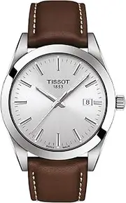 [Tissot] mens Gentleman Stainless Steel Dress Watch Brown T1274101603100, Brown, Quartz Movement