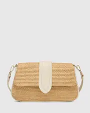 Rebekka Natural Raffia Textile with Vintage Ivory Handbag