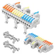 10pcs Din Rail Press Quick Terminal Blocks Splicing Wire Connectors(3 in 15 out)
