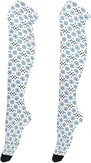 [miaozhen] Long Thigh High Socks Fashionable for Special Occasions calcetas largas para mujer para el frio Snowflake Blue Polka Dot, Snowflake Blue Polka Dot