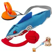 Squeaky Dog Tug Toy, Interactive Shark Shape Tug of War Pet Pull Toy with Suc...