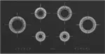 Smeg PF 100CM DSN 6 BURNER BK GAS/GLASS C/TOP