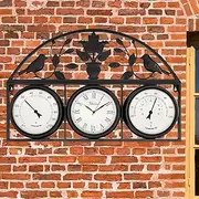 Tulivios 24 Inch Large Outdoor Clock, Pool Clock with Thermometer and Hygrometer Combo, Clock Outdoor Weatherproof Non-Ticking Quartz Battery Operated Decor Waterproof Clock for Patio, Garden, Porch