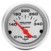 Autometer Ultra Lite Cylinder Head Temp 14 Electric Gauge - 140 - 340 F, 2 1/16 Inch, Short Sweep, AU4336
