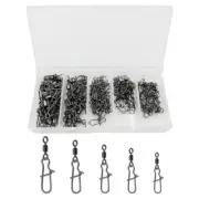 High Strength Rolling Bearing Snaps Fishing Barrels Swivels Clip Set