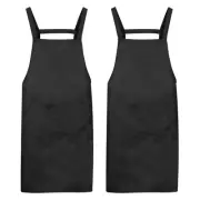 2pcs H Style Apron Kitchen Cooking Aprons Artist Painting Apron Black