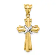 14k Two-tone Gold Two-tone Gold Polished Cross X Center Design Charm