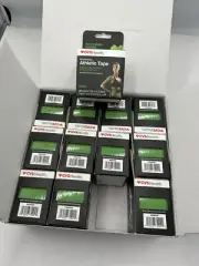 12 Rolls Kinesiology Athletic Tape, Green, 20 Pre-Cut Strips Roll = 2" x 16.4'