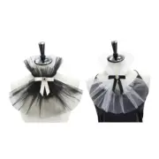 Ruffle Mesh Jabot Necktie Steampunk Vintage Fake Collar Shirt Front Neckwear