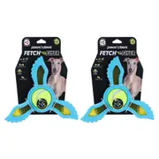2x Paws & Claws 21.9x19.5cm Fetch Flyer Foam Dart w/Tennis Ball Dog/Pet Toy Blue