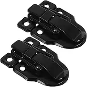 HOMSFOU Duckbilled Toggle Hasp Lock for Wooden Boxes Retro Style Latch Hardware for Jewelry Box Toolboxes and Cabinets Versatile Black Metal Design with Easy Installation