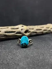 Native American Navajo kingman turquoise Sterling Silver Ring Size 6.75