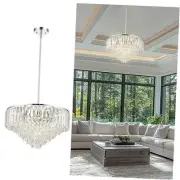 20'' Modern Chandelier,7-Tier Crystal Chandeliers, 20inch Polished Chrome