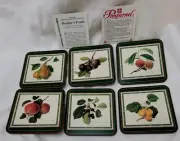 Pimpernel Hooker Fruit 6 Coasters Superior Finish Cork Backing BRAND NEW England