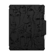 iPad Air 13-inch (M2/M3) Impact Folio Case FACE MOSAIC SKETCH 1 CLEAR CASE IPAD, ABSTRACT MINIMAL PEOPLE ILLUSTRATION By Ebi Emporium