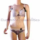 HEIDI KLUM New Fit Mesh with Lace Bra 12B & Small Bikini Set Heather Mist Silver