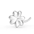 14K White Gold Curved Screw Nose Ring With Clover Cubic Zirconia - 20 Gauge