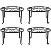 4 Pack Metal Plant Stands for Flower Pots, Heavy Duty Potted Holders, Indoor Outdoor Metal Rustproof Iron (black)