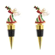 2x Metal 14cm Bottle Stopper Christmas Wine Drink Cork Seal Accessory Ornament