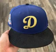 Exclusive New Era Los Angeles Dodgers Fitted Hat MLB Club Size 7 3/8 2tone Blue
