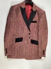 Mens Angelino Red Black Trim Weave Tuxedo Jacket NEW