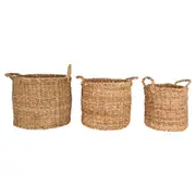 3pc Maine & Crawford Yamba Seagrass 28/32/36cm Round Basket Storage w/ Handle